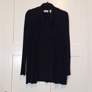 Chico's Travelers Open Cardigan Black Slinky Semi Sheer Size 2/Large/12